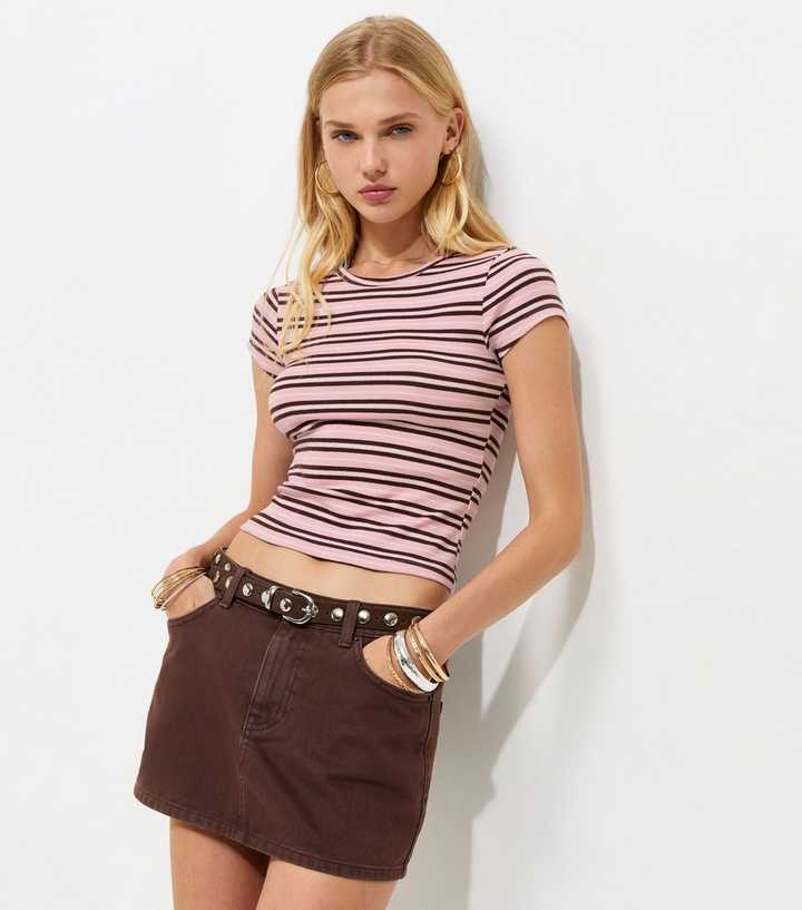 Pink Cotton Rich Striped Baby Tee T-Shirt