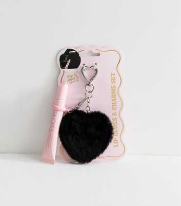 Simple Pleasures Black Mirror Heart Lip Gloss Key Ring