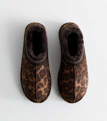 Leopard Print Faux Suede Lace Trim Slipper Boots
