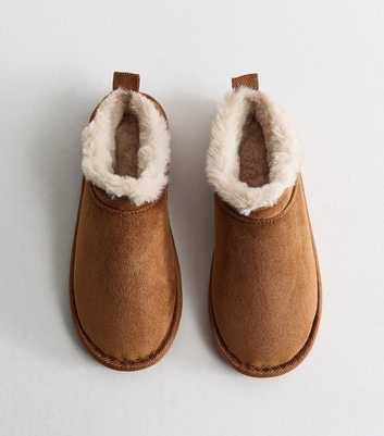 Tan Faux Suede Low Boot Slippers