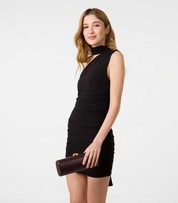 Pink Vanilla Black Asymmetric Scarf Mini Dress