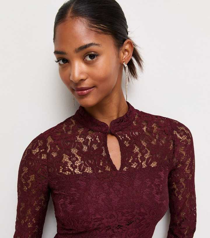 burgundy long sleeve lace dress Dark Keyhole Collared Mini Color:navy/gold Concealed back zipper Back Web Collection: Black Theme Wedding Mermaid Blue Coquette Babydoll