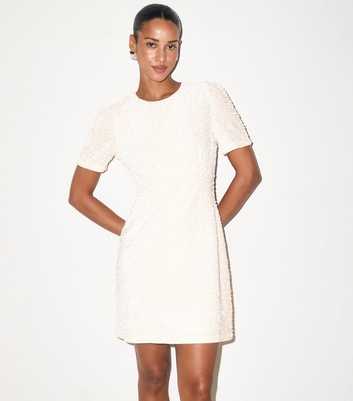 Cream Sequin A-Line Mini Dress
