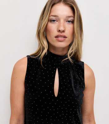 Black Velvet Embellished Keyhole Shift Mini Dress