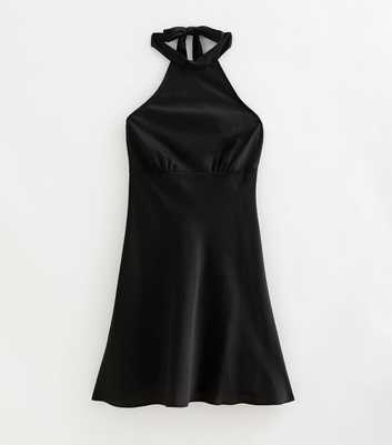 Black Satin Halter Neck Mini Dress