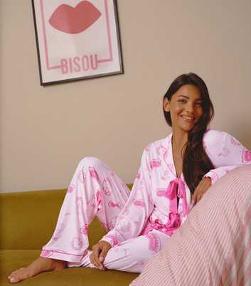 Loungeable Pink Girls Night Super Soft Long Sleeve Pyjama Set