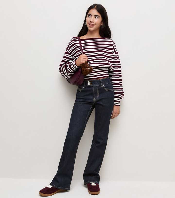 Girls Blue Slim Leg Flared Jeans