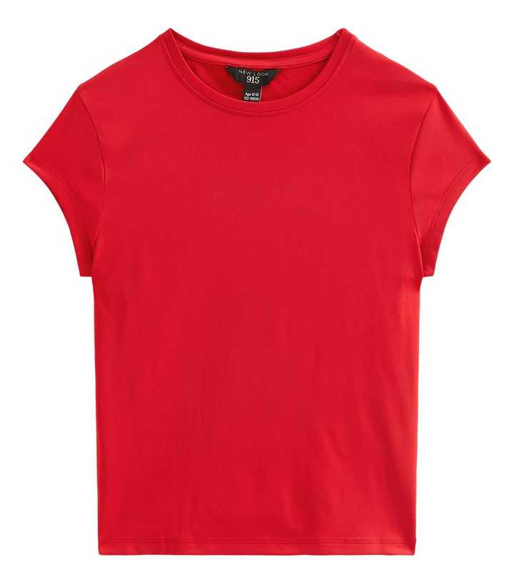 Girls Bright Red Slinky Cap Sleeve T-Shirt