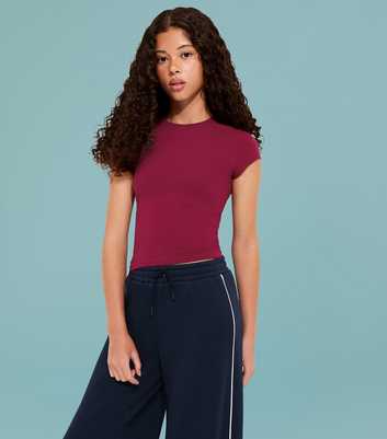 Girls Dark Burgundy Slinky Cap Sleeve T-Shirt
