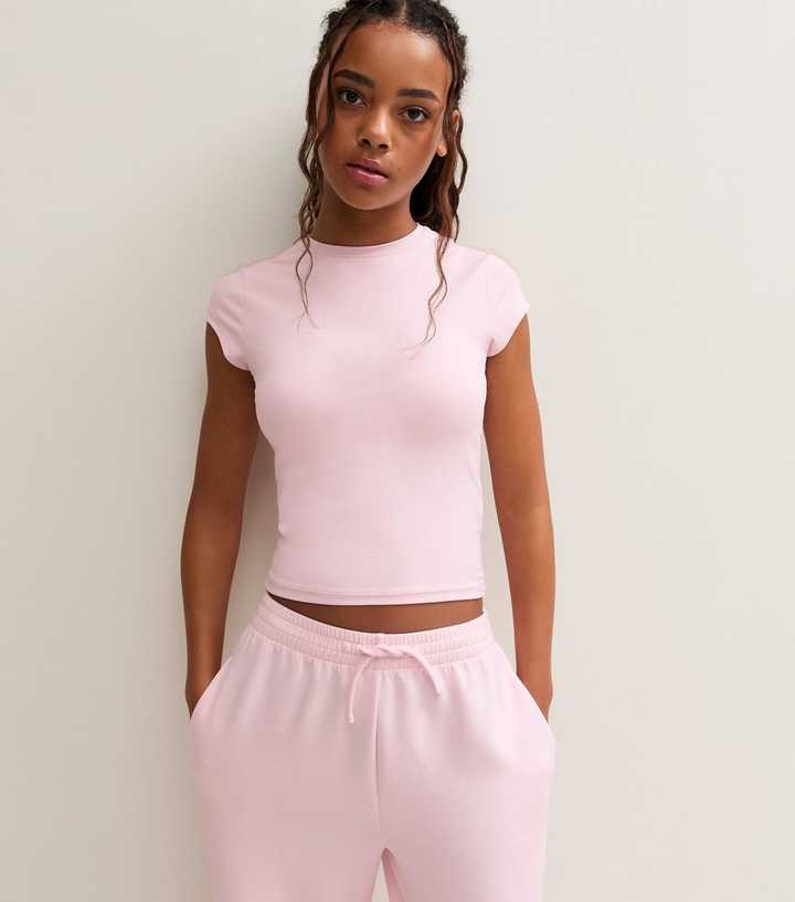 Girls Light Pink Slinky Cap Sleeve T-Shirt