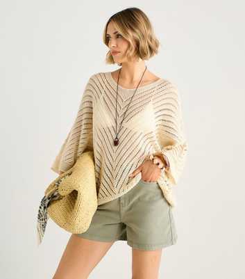 Gini London Cream Crochet V-Neck Top
