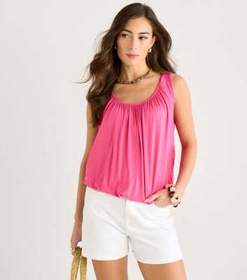 Gini London Bright Pink Ruched Sleeveless Top