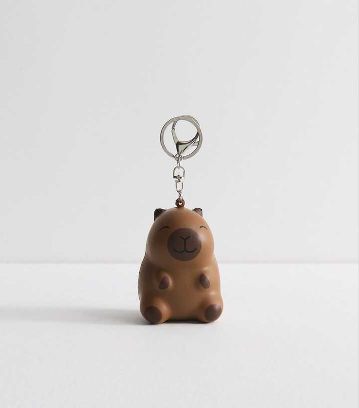 Dark Brown Smiley Capybara Key Ring
