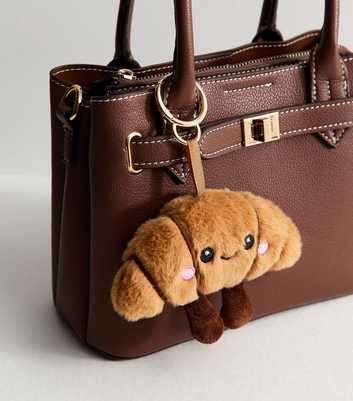 Brown Plush Croissant Bag Charm