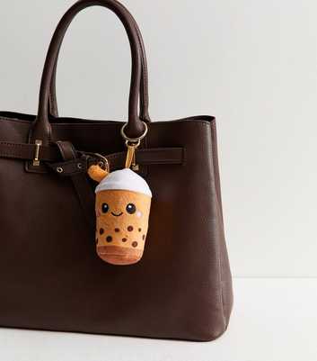 Light Brown Plush Boba Tea Bag Charm