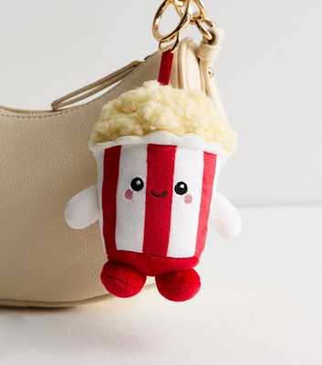 Red Plush Popcorn Bucket Bag Charm