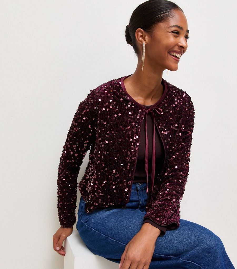 Sequin Front Tie Jacket