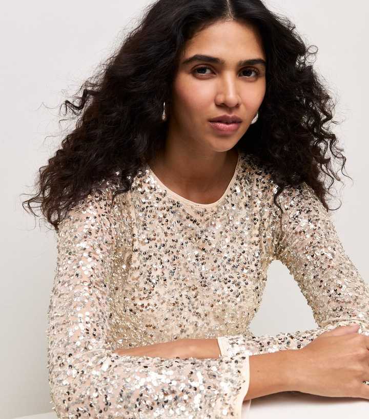 Gold Sequin Long Sleeve Top
