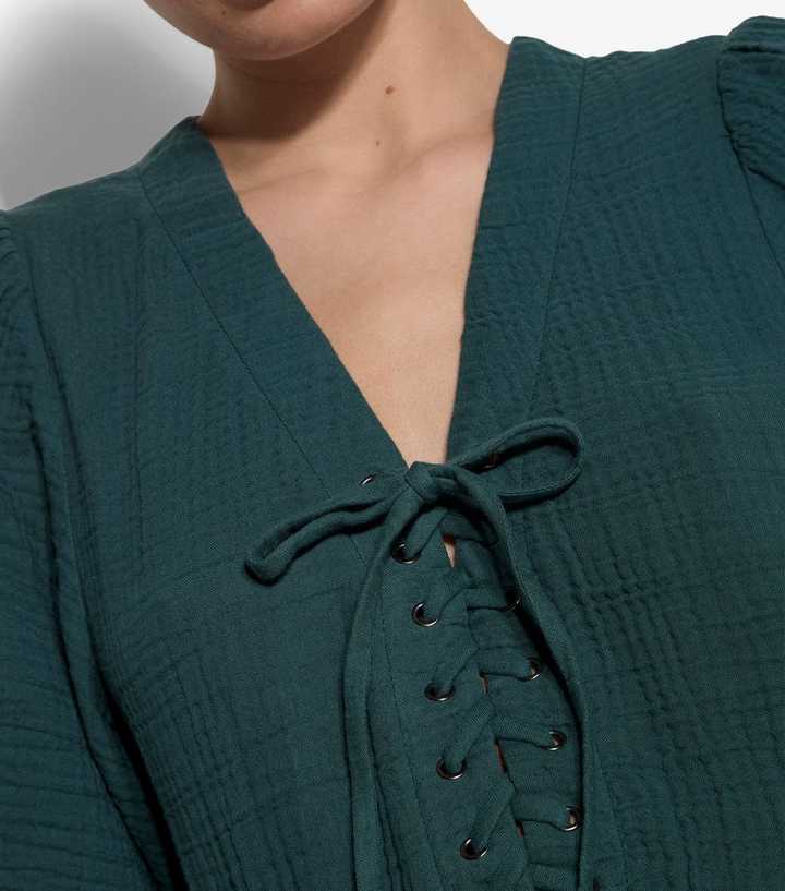 Apricot Dark Green Babydoll Mini Dress | New Look Apricot Dark Green Babydoll Mini Dress | New Look