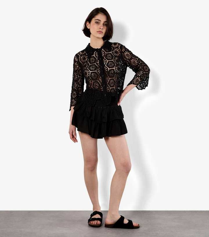 Apricot Black Layered Smock Skirt