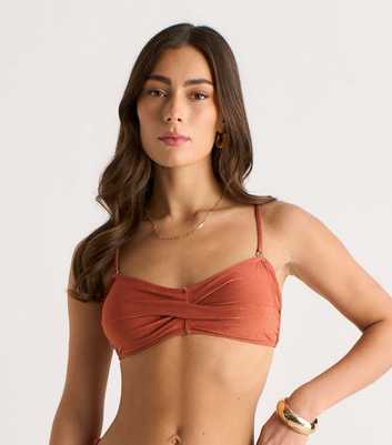 Gini London Rust Metallic Twisted Bikini Top