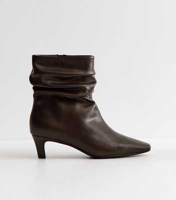 Dark Burgundy Faux Leather Slouch Ankle Boots