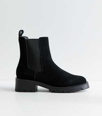 Black Real Suede Chelsea Boots