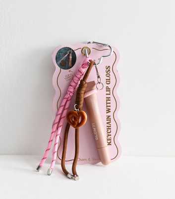 Brown Croissant Charm Lip Gloss Keychain