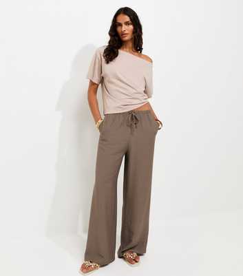 Mink Woven Wide Leg Trousers