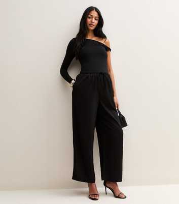 Maternity Black Satin Wide Leg Trousers