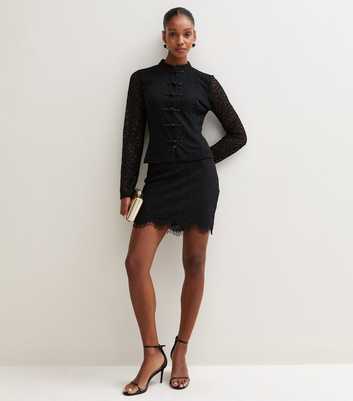 Black Lace Mini Skirt with Cotton