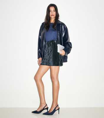 Navy Velvet Mini Skirt