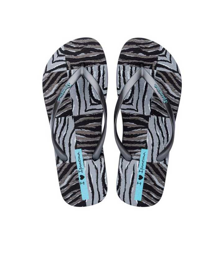Ipanema Grey Animal Print Flip Flops