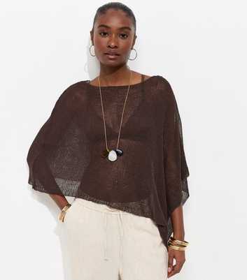 Dark Brown Knitted Poncho