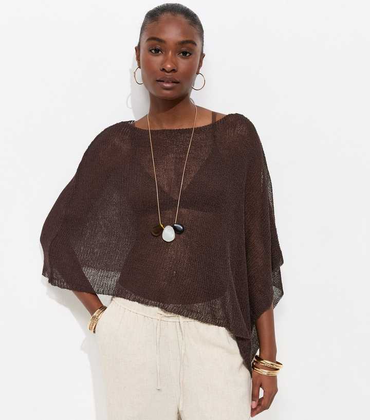 Dark Brown Knitted Poncho
