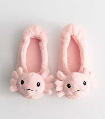 Light Pink Faux Fur Axolotl Slippers