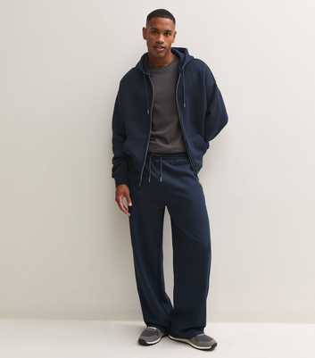 Navy Cotton Rich Wide Leg Joggers