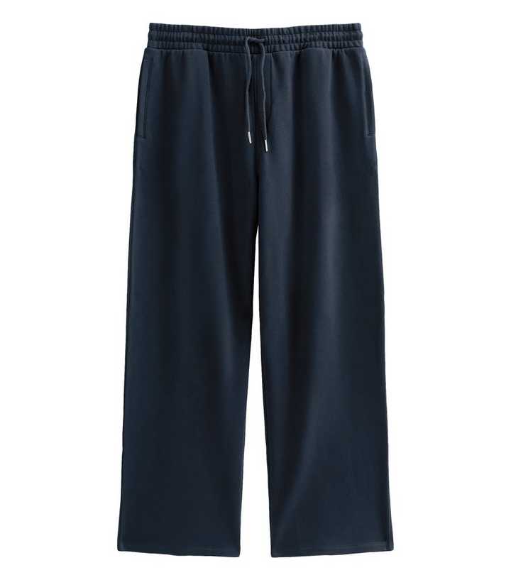 Navy Cotton Rich Wide Leg Joggers