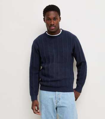 Mid Blue Knitted Wide Rib Jumper
