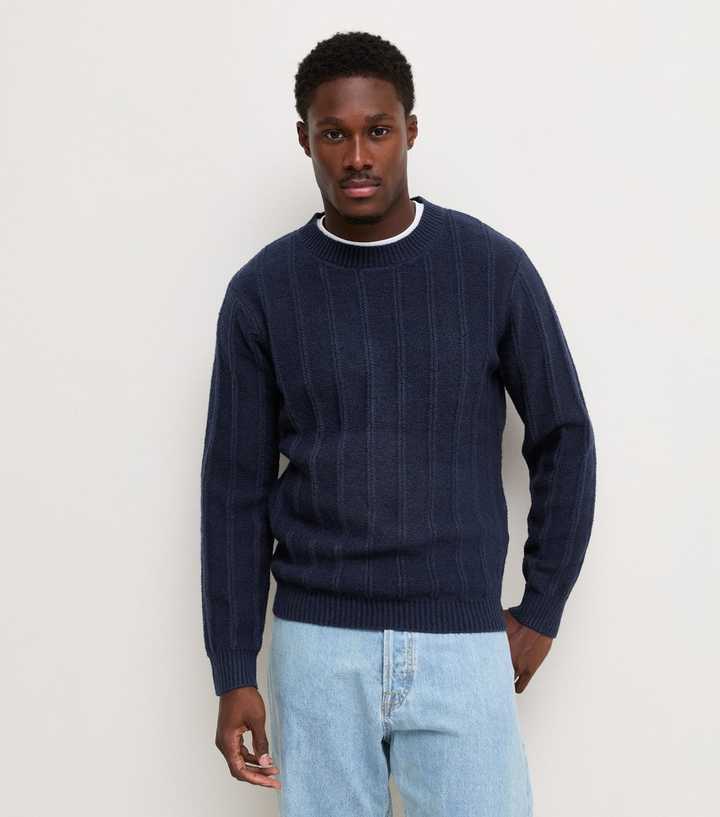 Mid Blue Knitted Wide Rib Jumper