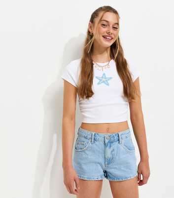 Girls Light Blue Denim Hot Pants