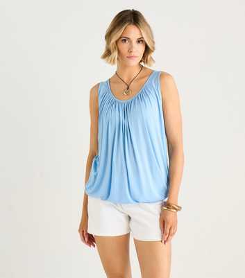 Gini London Light Blue Round Neck Oversized Top