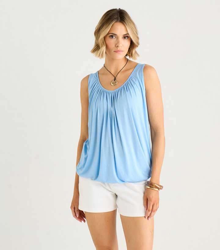 Gini London Light Blue Round Neck Oversized Top