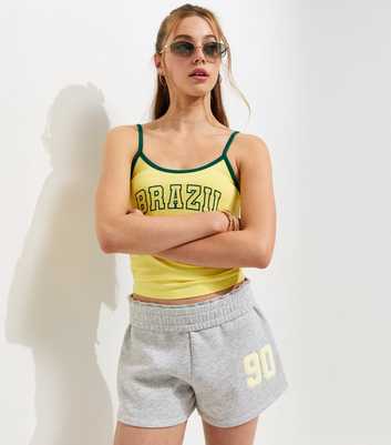 Girls Dark Grey Jersey Number Embroidered Shorts