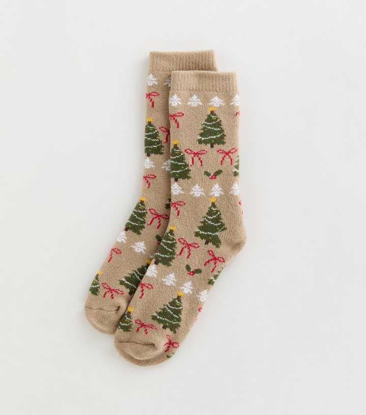 Oatmeal Knit Christmas Patterned Ankle Socks