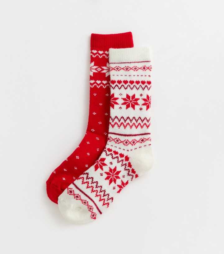 Pack of 2 Red Fairisle Lounge Ankle Socks