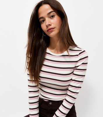 Cream Cotton Rich Striped Long Sleeve Baby Tee T-Shirt