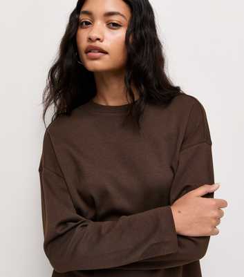 Premium Dark Brown Cotton Long Sleeve Skater T-Shirt