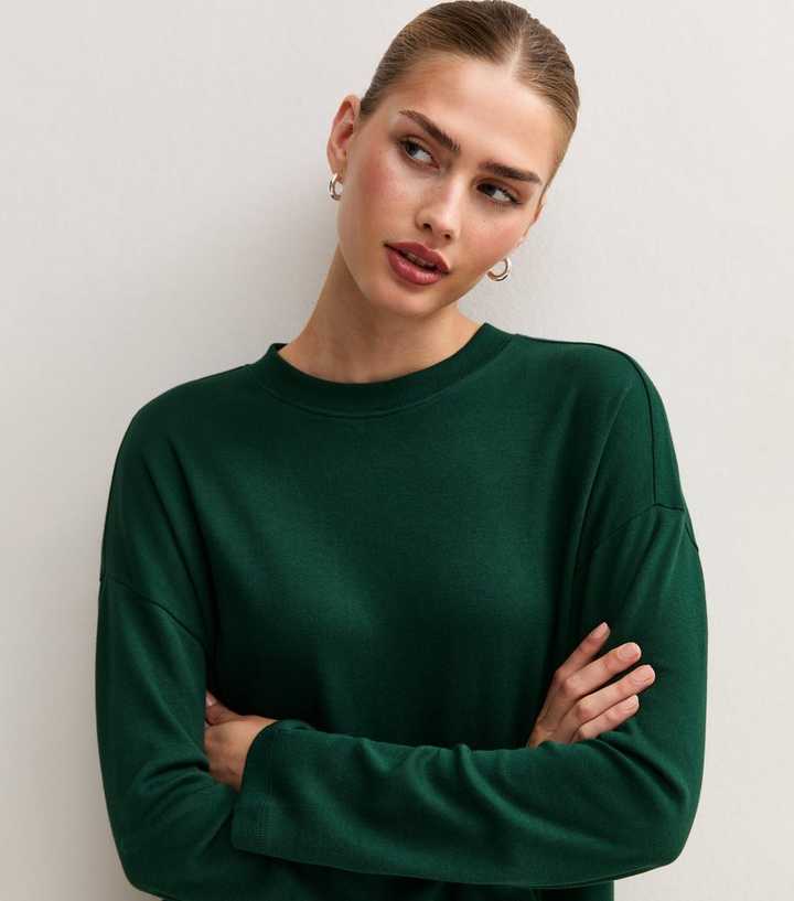 Premium Dark Green Heavyweight Cotton Long Sleeve Skater T-Shirt