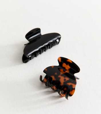 Pack of 2 Black and Tortoiseshell Hair Claw Clips